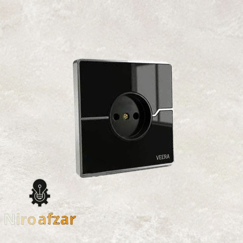 پریز ساده ویرا مدل T2 گلس مشکی