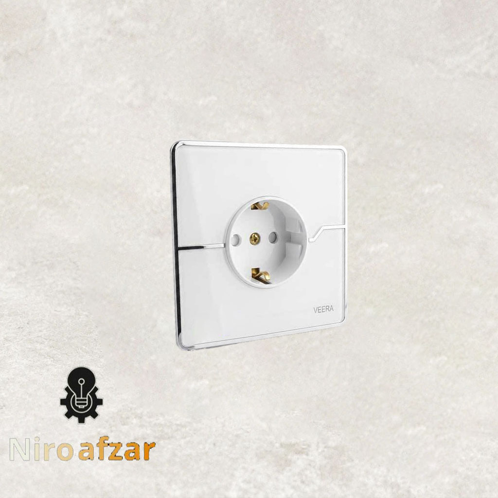پریز ارت دار ویرا مدل T2 گلس سفید