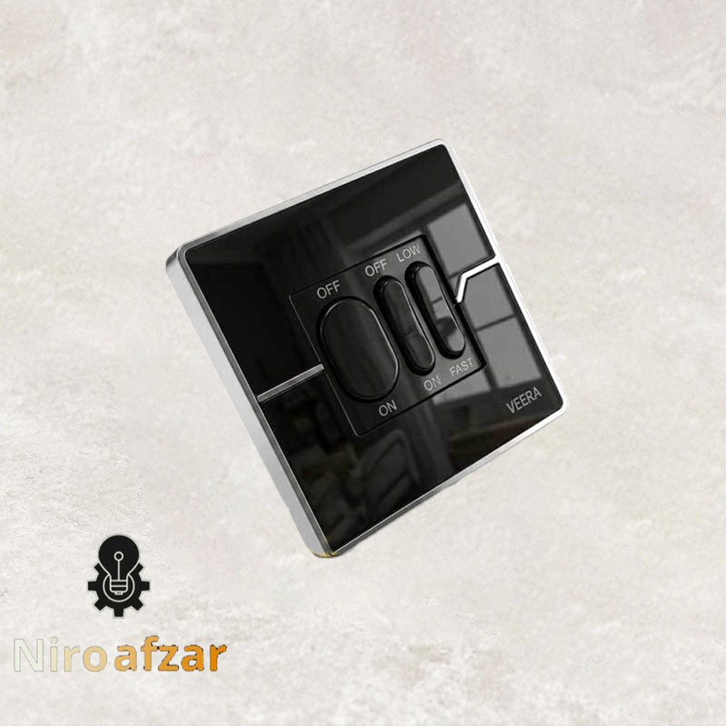 کلید کولر ویرا مدل T2 گلس مشکی