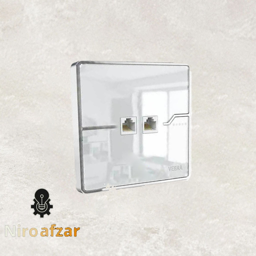 سوکت تلفن دو سوکت ویرا مدل T2 گلس سفید